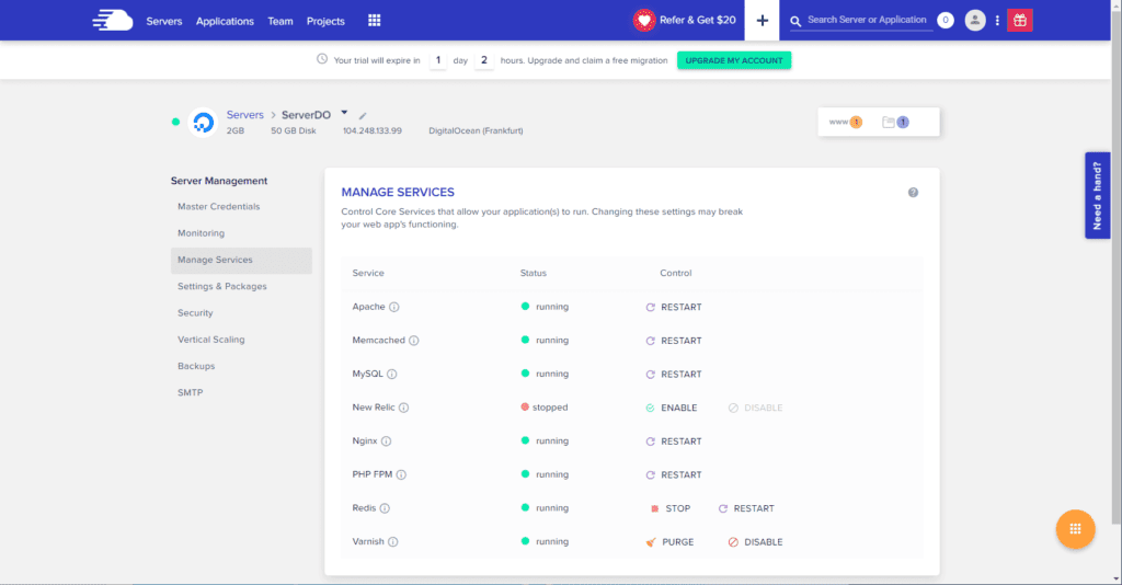 Cloudways Services for Server